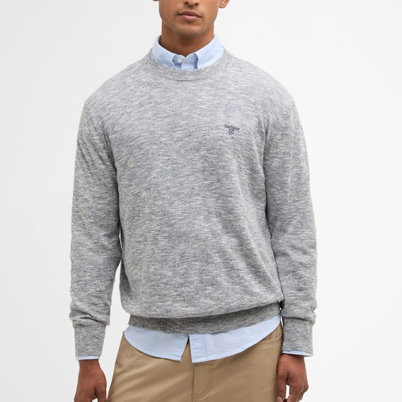 Barbour Flaxby Linen Blend Crew Neck — Navy