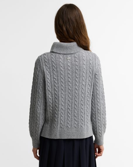 Barbour Ambleside Cable-Knit Rollneck Jumper — Grey Marl