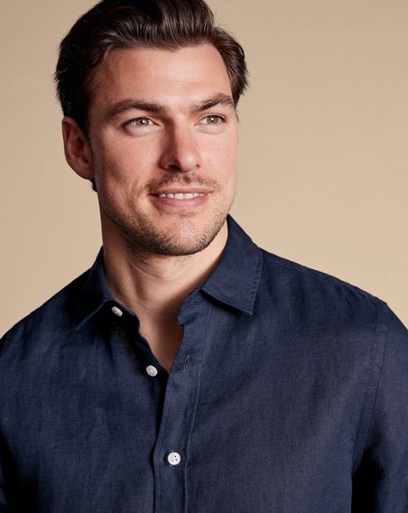 Charles Tyrwhitt Pure Linen Shirt — Navy