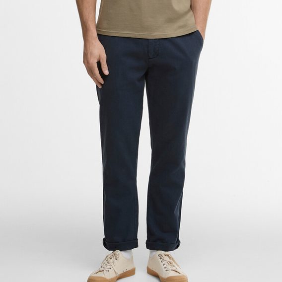 Barbour Cotton Linen Tailored Trouser — Navy