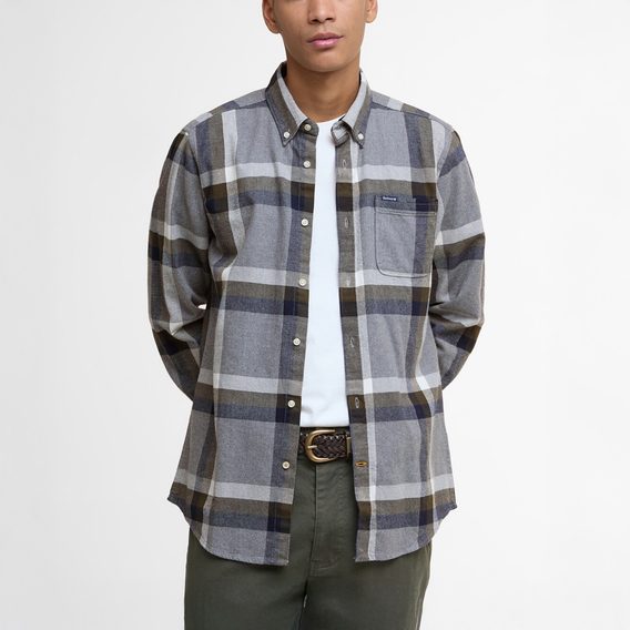 Barbour Folley Tailored Shirt — Olive Marl