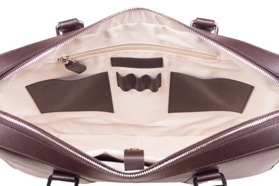 Lederne Laptoptasche John & Paul – dunkelbraun