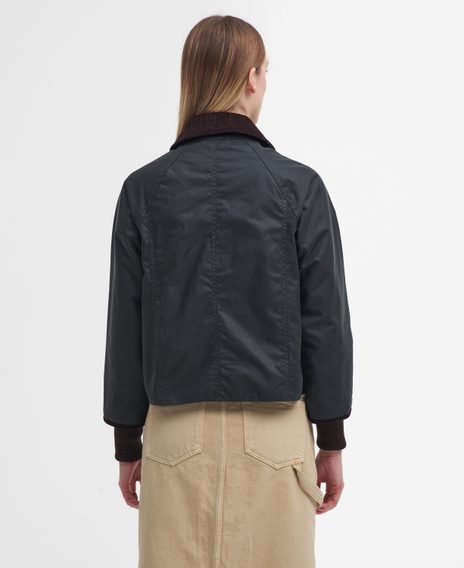 Barbour Cropped Beadnell Waxed Jacket — Sage