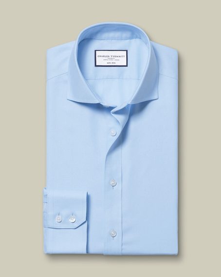 Charles Tyrwhitt Non-Iron Twill Cutaway Slim Fit Shirt — Sky Blue