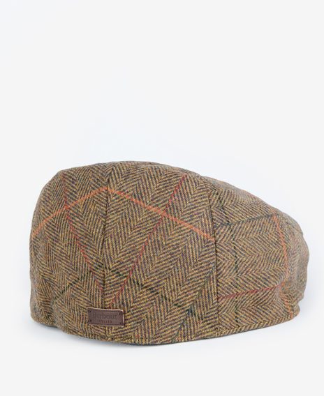 Barbour Wilkin Flat Cap — Olive/Orange/Red