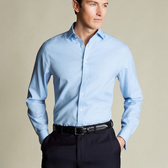 Charles Tyrwhitt Non-Iron Twill Cutaway Slim Fit Shirt — Sky Blue