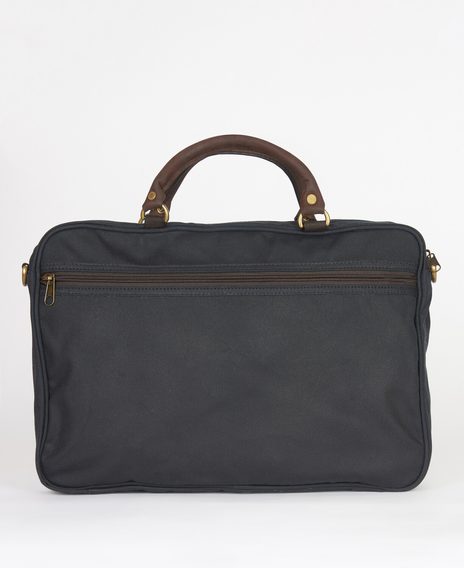 Barbour Wax Leather Briefcase — Navy