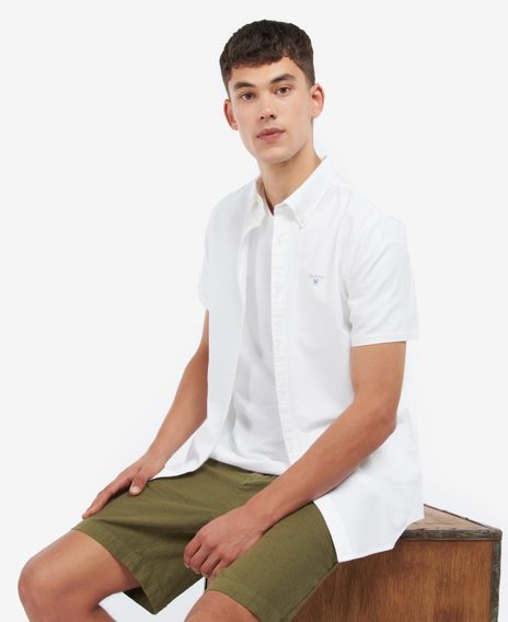 Barbour Oxford Short Sleeve Tailored Shirt — Classic White