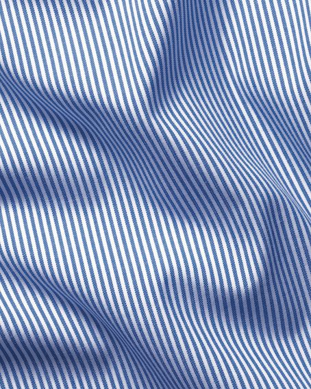 Charles Tyrwhitt Button-Down Non-Iron Stretch Oxford Stripe Shirt — Cobalt Blue