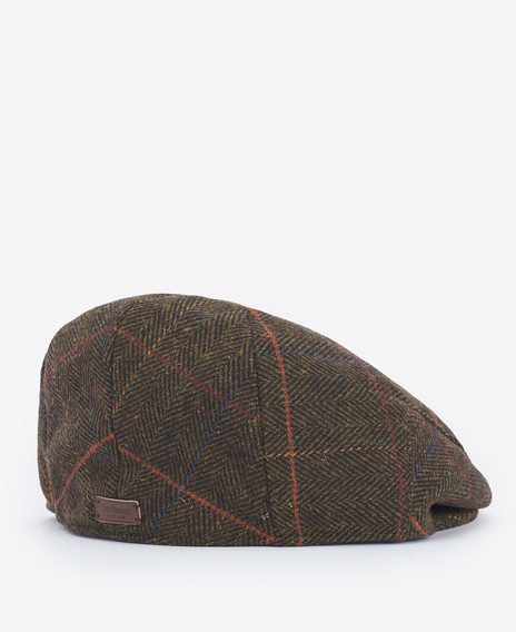 Barbour Wilkin Flat Cap — Olive Herringbone