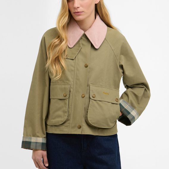 Barbour Cropped Beadnell Casual Jacket — Bleached Olive