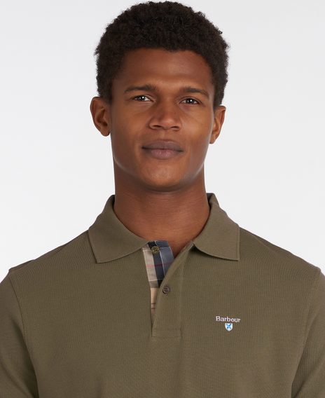 Barbour Tartan Pique Polo Shirt — Dark Olive