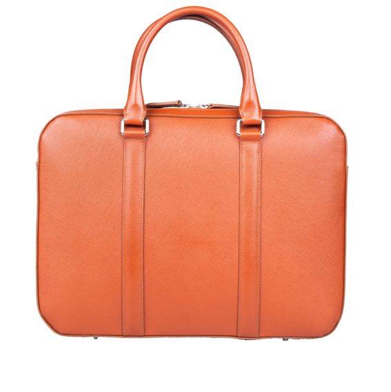 Lederne Slim-Laptoptasche John & Paul – Cognac