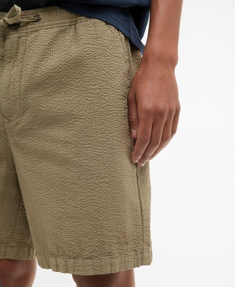 Barbour Seersucker Relaxed Shorts — Archive Olive