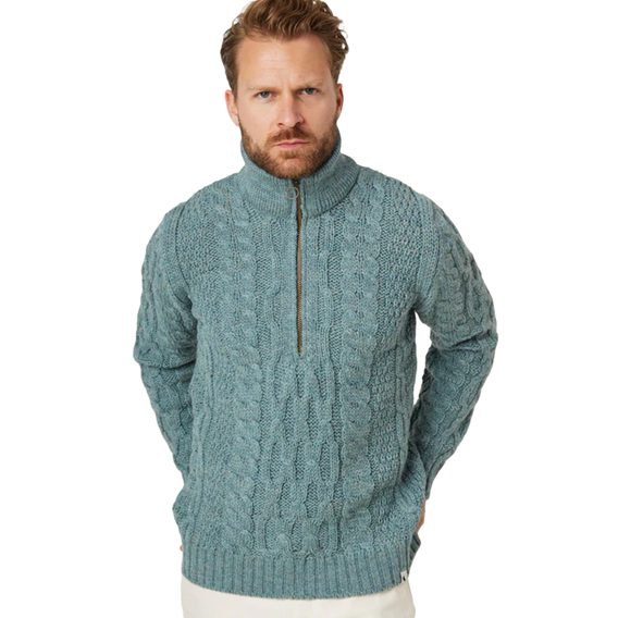 Peregrine Lewis Zip Neck Jumper — Seafoam