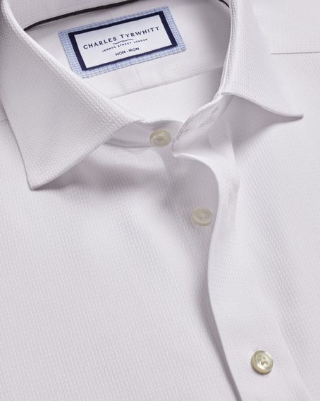 Charles Tyrwhitt Non-Iron Stretch Burlington Weave Cutaway Slim Fit Shirt — White