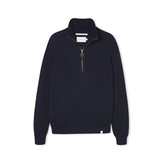 Peregrine Ford Zip Neck Jumper — Navy