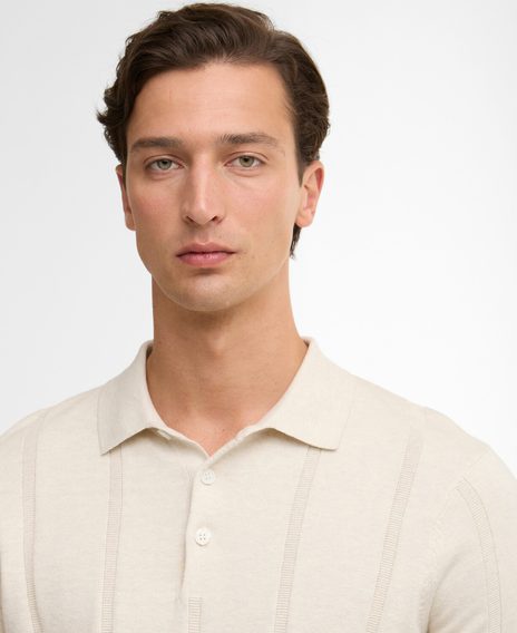 Barbour Wellburn Knitted Polo Shirt — Oatmeal
