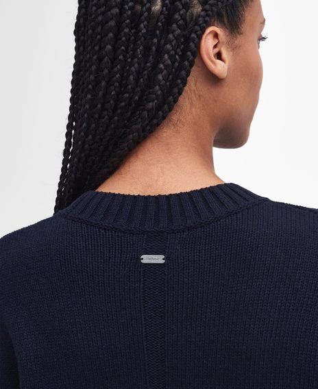 Barbour Belmore Striped Crew Neck Jumper — Navy