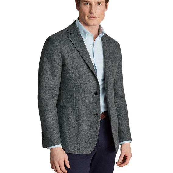 Charles Tyrwhitt Unstructured Wool Twill Jacket — Grey