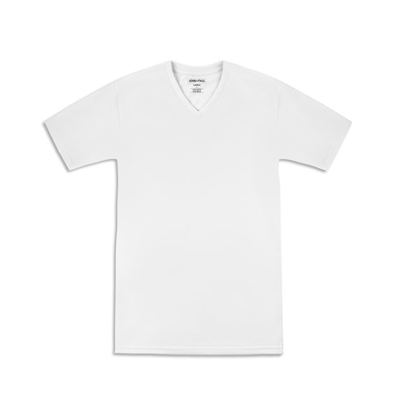 Ordentliches John & Paul-T-Shirt – Weiß (V-Ausschnitt)