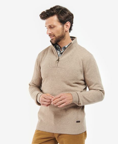 Barbour Nelson Essential Half Zip Sweatshirt — Stone