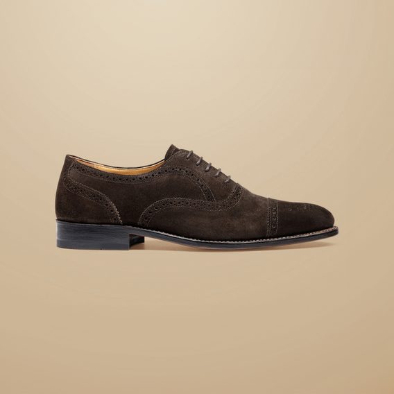 Charles Tyrwhitt Leather Oxford Brogue Shoes — Dark Chocolate