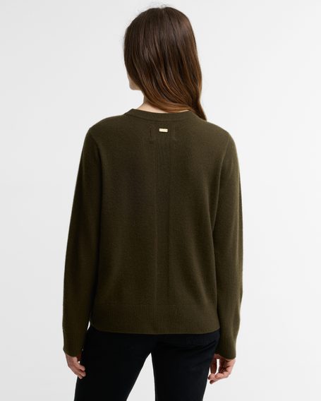 Barbour Penwood Cashmere Knitted Jumper — Olive