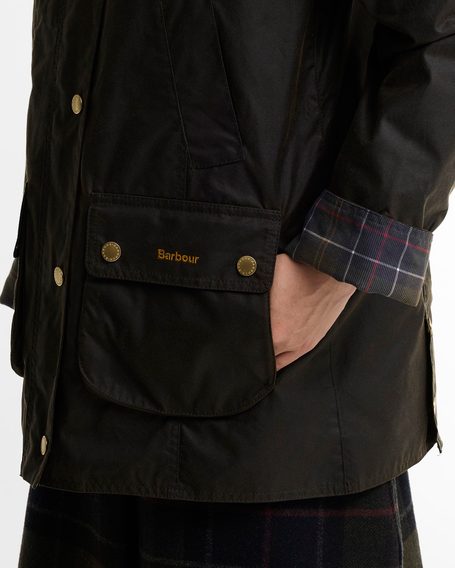 Barbour Icons Tartan Collar Modern Beadnell Wax Jacket
