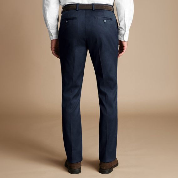 Charles Tyrwhitt Smart Stretch Texture Pants — Denim Blue