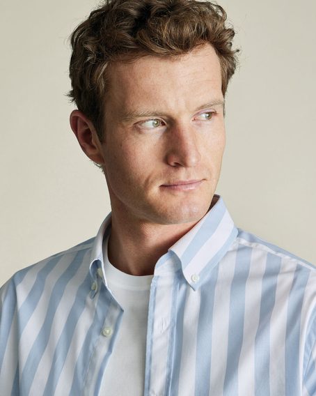 Charles Tyrwhitt Non-Iron Stretch Poplin Slub Shirt — Sky