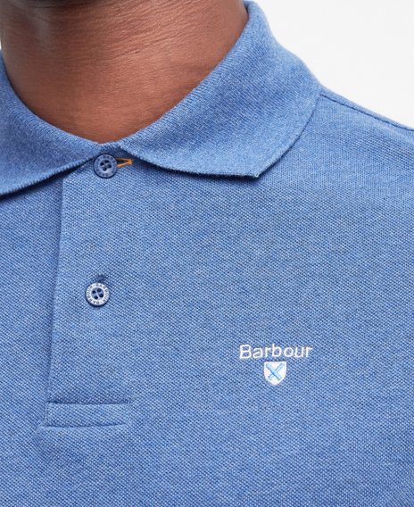 Barbour Tartan Pique Polo Shirt — Dark Chambray Marl