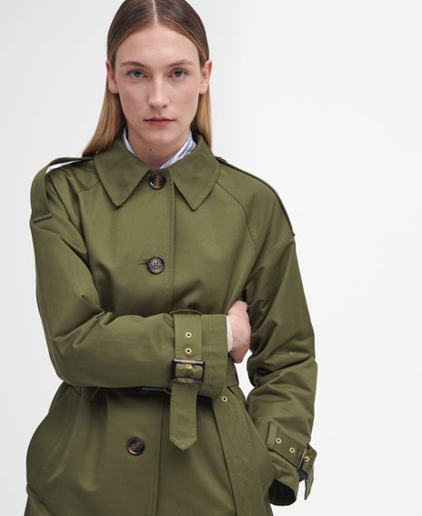 Gentleman Store Barbour Marie Showerproof Trench Coat Dark Moss Barbour Jacken Mantel und Westen Fur Frauen Kleidung