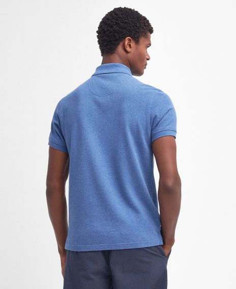 Barbour Tartan Pique Polo Shirt — Dark Chambray Marl