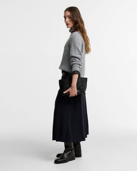 Barbour Ambleside Cable-Knit Rollneck Jumper — Grey Marl