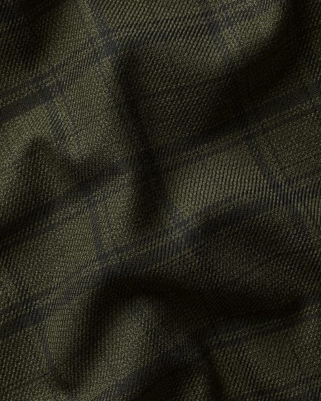 Charles Tyrwhitt Non-Iron Twill Check Shirt — Olive Green / Navy