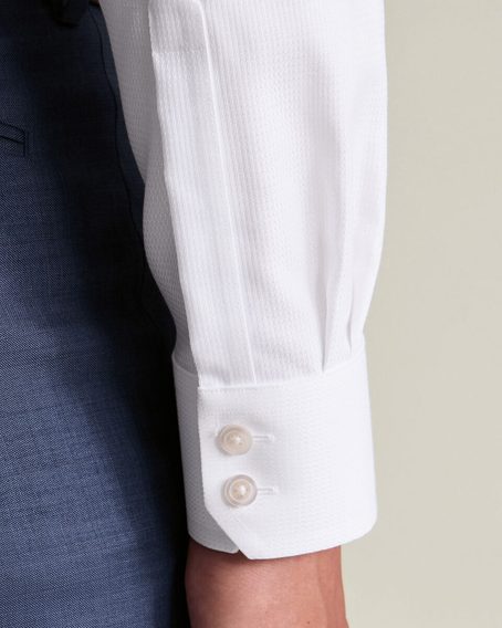 Charles Tyrwhitt Non-Iron Stretch Burlington Weave Cutaway Slim Fit Shirt — White