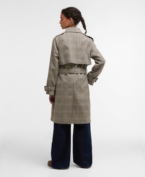 Barbour Maia Check Showerproof Trench Coat