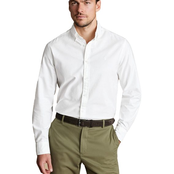 Charles Tyrwhitt Button-Down Collar Stretch Oxford Shirt — White
