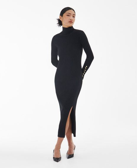 Black Bordley Knitted Midi Dress