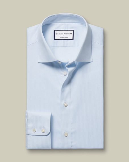 Charles Tyrwhitt Luxury Stripe Shirt — Ice Blue