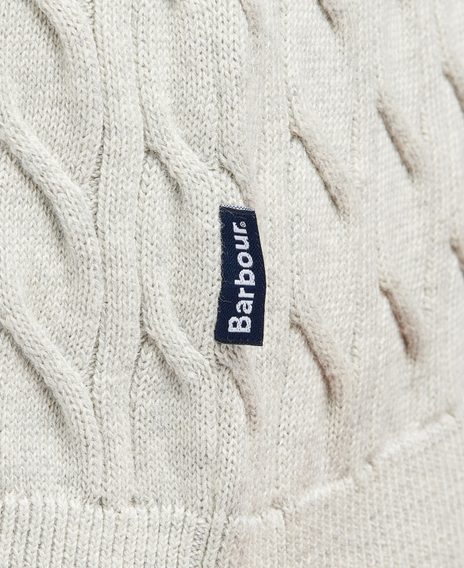 Barbour Cable Knit Half Zip Jumper — Ecru Marl