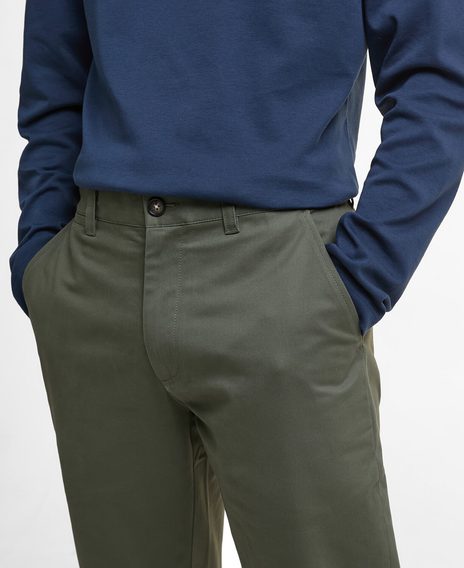 Barbour Sueded Sateen Tailored Trousers — Olive