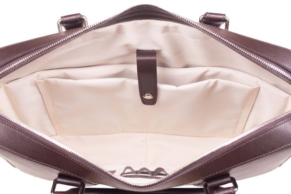 Lederne Laptoptasche John & Paul – dunkelbraun