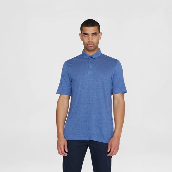 KnowledgeCotton Apparel Linen Polo — Moonlight Blue