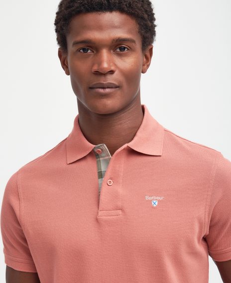 Barbour Tartan Pique Polo Shirt — Pink Clay