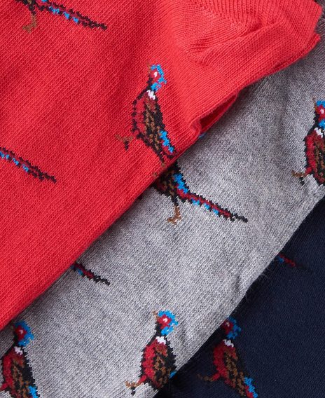 Geschenkset mit Socken mit Fasan-Motiv Barbour (Rot, Grau, Navyblau)