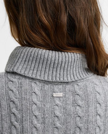Barbour Ambleside Cable-Knit Rollneck Jumper — Grey Marl