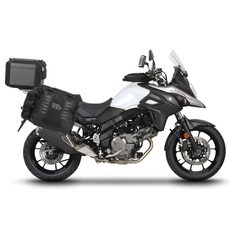 KOMPLETNÁ SADA SEDLOVÝCH BRAŠNÍ SHAD TERRA TR40 ADVENTURE A HLINÍKOVÉHO VRCHNÉHO KUFRA SHAD TERRA BLACK 48L VRÁTANE MONTÁŽNEJ SADY SHAD SUZUKI DL 650 V-STROM