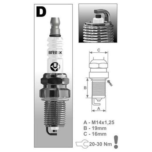 ZAPAĽOVACIE SVIEČKA D14YC RAD SUPER, BRISK - ČESKÁ REPUBLIKA